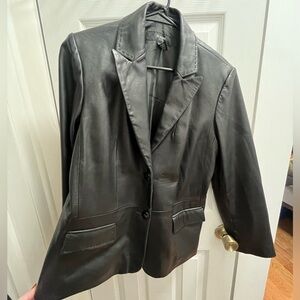 Women's Black Leather Blazer